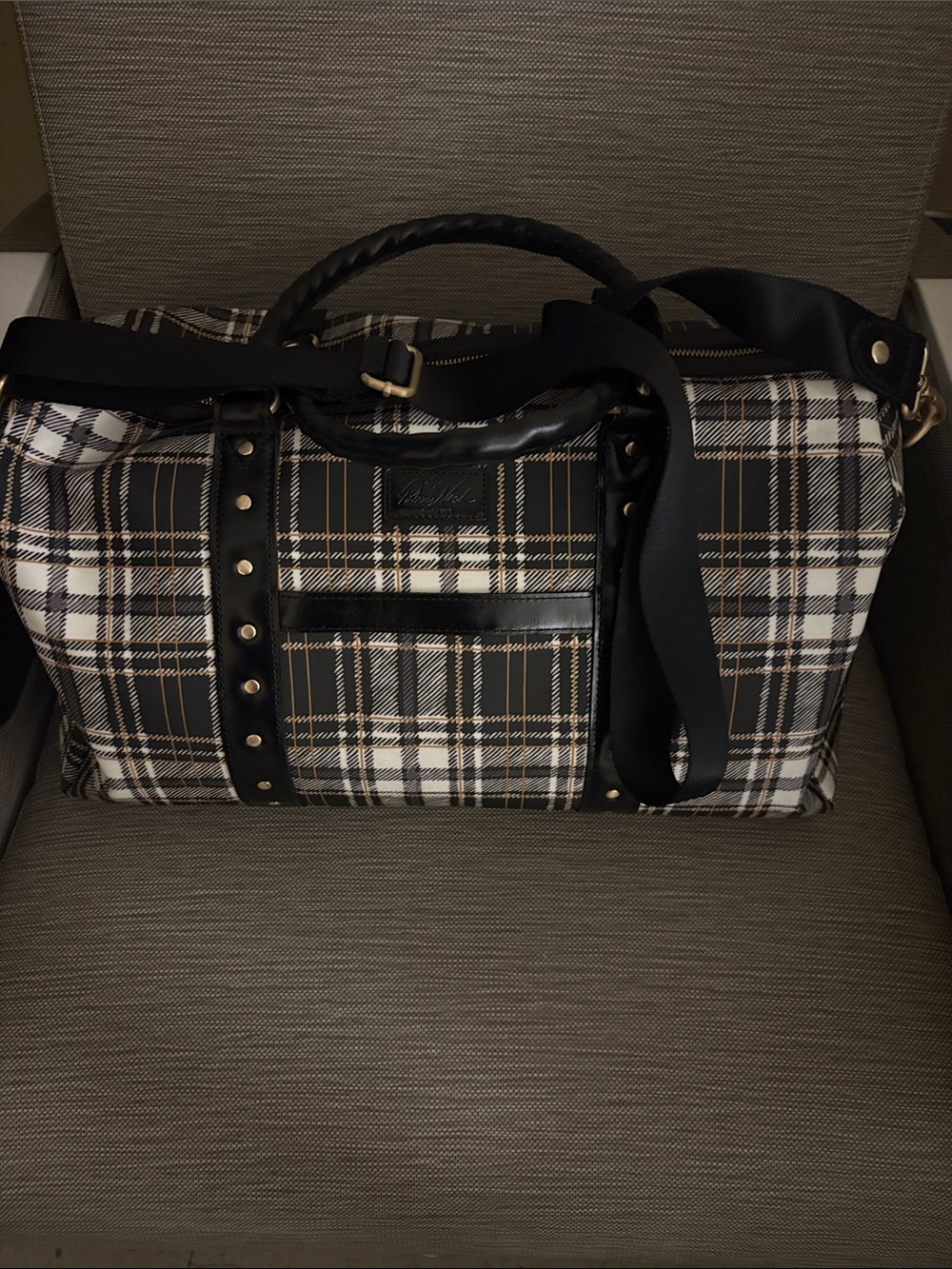Patricia Nash Plaid Black & White Milano Weekender Bag -
